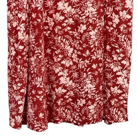 Chadwicks of Boston Dress Medium PETITE Red Floral Print Washable Linen Midi - Picture 7 of 9